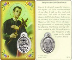 Prayer to Motherhood Prayer Card with Medal cm.8.5 x 5 - 3 1/4" x 2"