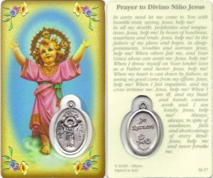 Prayer to/ Baby Jesus Prayer Card with Medal cm.8.5 x 5 - 3 1/4" x 2"