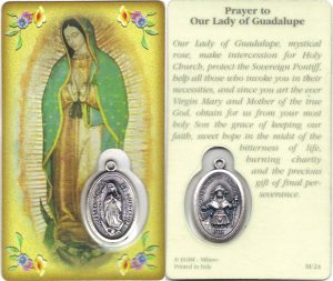 Prayer to/ Guadalupe Prayer Card with Medal cm.8.5 x 5 - 3 1/4" x 2"