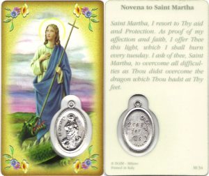 Prayer to/ St.Martha Prayer Card with Medal cm.8.5 x 5 - 3 1/4" x 2"