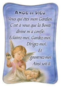 Guardian Angel Mini Standing Plaque French cm.7x10 - 3"x4"