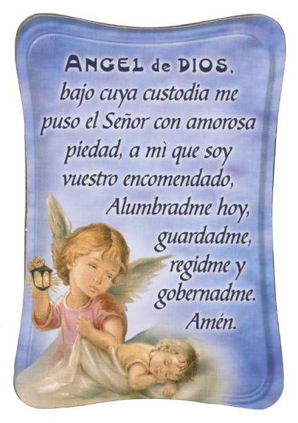 Guardian Angel Mini Standing Plaque Spanish cm.7x10 - 3"x4"