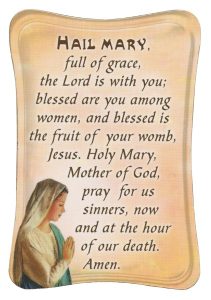 Hail Mary Mini Standing Plaque English cm.7x10 - 3"x4"