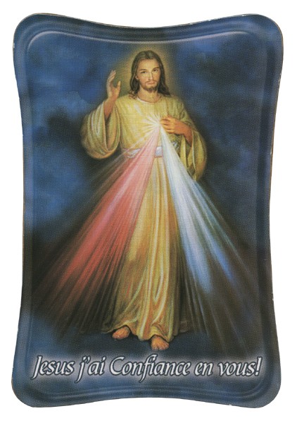 Divine Mercy Mini Standing Plaque French cm.7x10 - 3"x4"