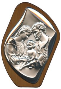 Holy Family Silver Laminated Plaque cm.17x23 - 6 3/4" x 9"