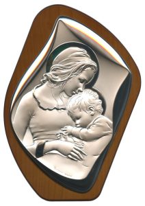 Mother and Child Silver Laminated Plaque cm.17x23 - 6 3/4" x 9"