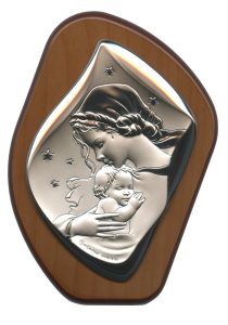 Mother and Child Silver Laminated Plaque cm.11x14.5 - 4 1/4"x 5 1/2"