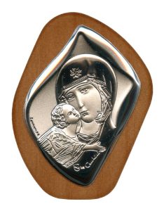 Mother and Child Silver Laminated Plaque cm.6.5x5 - 2 1/2"x2"