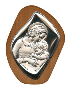 Mother and Child Silver Laminated Plaque cm.6.5x5 - 2 1/2"x2"