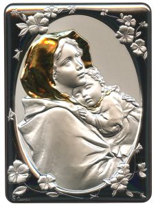 Ferruzzi Silver Laminated Plaque cm.16.5x21.5- 6 1/2"x 8 1/2"