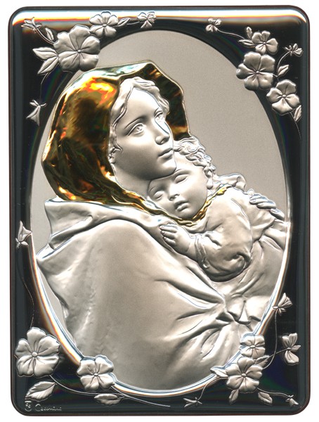 Ferruzzi Silver Laminated Plaque cm.16.5x21.5- 6 1/2"x 8 1/2"
