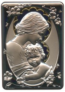Mother and Child Silver Laminated Plaque cm.10x14 - 4"x 5 1/2"
