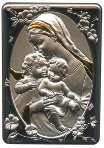 Mother and Child Silver Laminated Plaque cm.10x14 - 4"x 5 1/2"