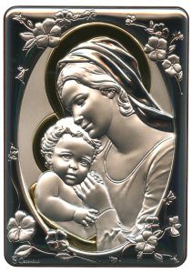 Mother and Child Silver Laminated Plaque cm.10x14 - 4"x 5 1/2"