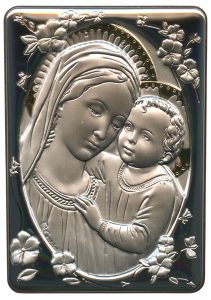Mother and Child Silver Laminated Plaque cm.10x14 - 4"x 5 1/2"