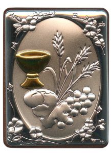 Communion Silver Laminated Plaque cm.5x6.5 - 2"x2 1/2"
