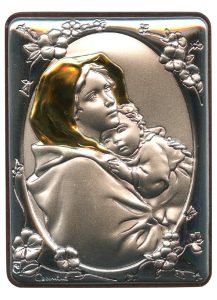 Ferruzzi Silver Laminated Plaque cm.5x6.5 - 2"x2 1/2"