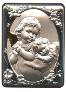 Guardian Angel Silver Laminated Plaque cm.5x6.5 - 2"x2 1/2"