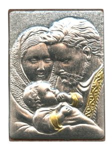 Holy Family Pewter Picture cm. 5.5x4.2- 2 1/8"x 1 1/2"