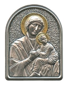 Perpetual Help Pewter Picture cm. 5.5x4.2- 2 1/8"x 1 1/2"