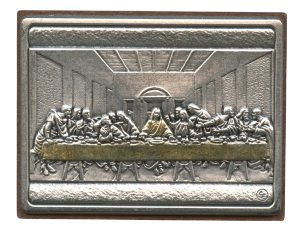 Last Supper Pewter Picture cm. 5.5x4.2- 2 1/8"x 1 1/2"