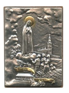 Fatima Pewter Picture cm. 5.5x4.2- 2 1/8"x 1 1/2"