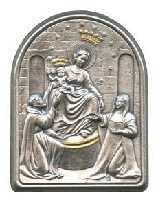 Our Lady of Pompei Pewter Picture cm. 5.5x4.2- 2 1/8"x 1 1/2"