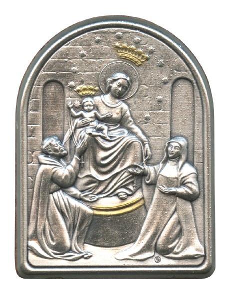 Our Lady of Pompei Pewter Picture cm. 5.5x4.2- 2 1/8"x 1 1/2"