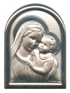 Mother and Child Plaque with Stand Mother of Pearl Frame cm.6x4.5 - 2 1/4"x 1 3/4"