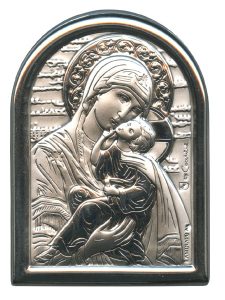 Perpetual Help Plaque with Stand Mother of Pearl Frame cm.6x4.5 - 2 1/4"x 1 3/4"