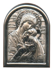 Perpetual Help Plaque with Stand Brown Frame cm.6x4.5 - 2 1/4"x 1 3/4"