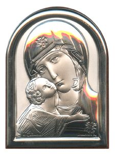 Mother and Child Plaque with Stand Brown Frame cm.6x4.5 - 2 1/4"x 1 3/4"