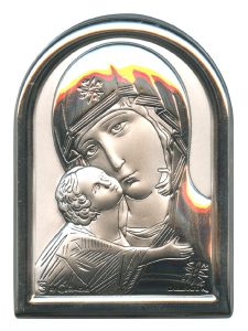 Mother and Child Plaque with Stand Mother of Pearl Frame cm.6x4.5 - 2 1/4"x 1 3/4"