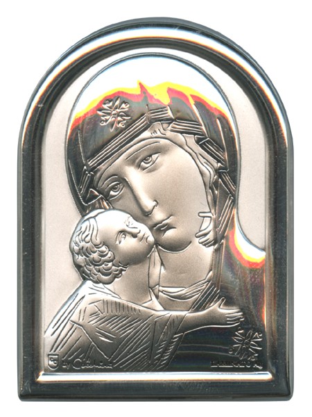 Mother and Child Plaque with Stand Mother of Pearl Frame cm.6x4.5 - 2 1/4"x 1 3/4"