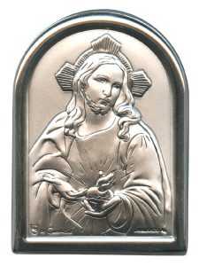 Sacred Heart of Jesus Plaque with Stand Mother of Pearl Frame cm.6x4.5 - 2 1/4"x 1 3/4"