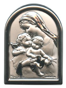 Guardian Angel Plaque with Stand Mother of Pearl Frame cm.6x4.5 - 2 1/4"x 1 3/4"