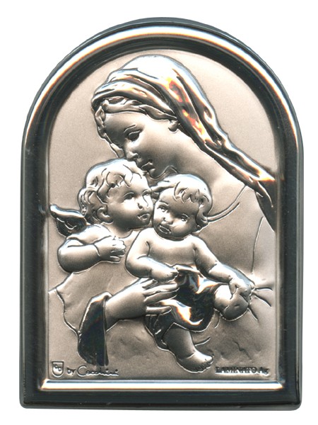 Guardian Angel Plaque with Stand Mother of Pearl Frame cm.6x4.5 - 2 1/4"x 1 3/4"