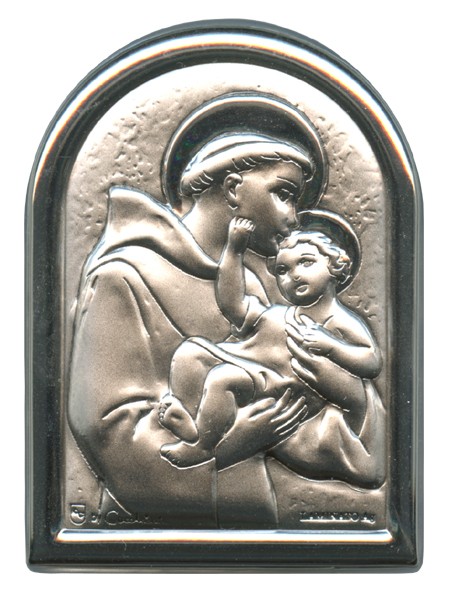 St.Anthony Plaque with Stand Mother of Pearl Frame cm.6x4.5 - 2 1/4"x 1 3/4"