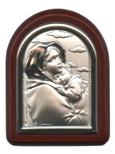 Ferruzzi Plaque with Stand Brown Frame cm. 6x7- 2 1/4"x2 3/4"