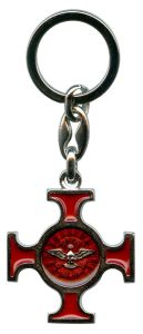 Holy Spirit Silver with Red Enamel Keychain cm.4.5- 1 3/4"