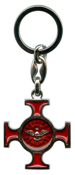 Holy Spirit Silver with Red Enamel Keychain cm.4.5- 1 3/4"