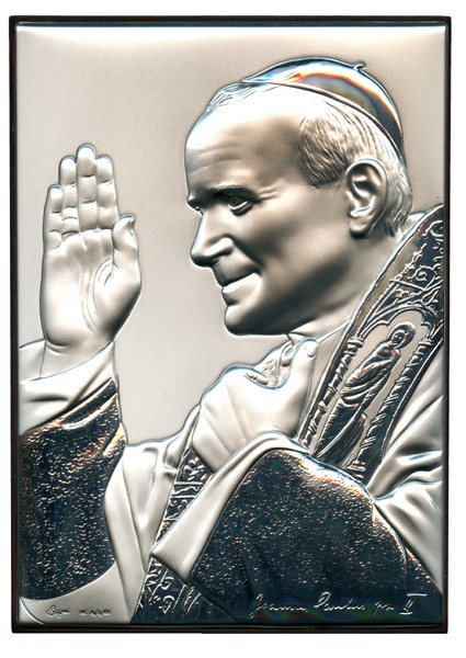 Pope John Paul II Silver Laminated Picture cm.13x18- 5 1/4" x7"
