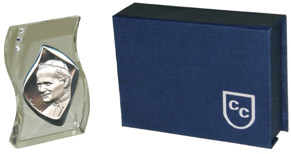 Picture Crystal Pope John Paul II cm.4x5.5- 1 1/2"x2 1/4"