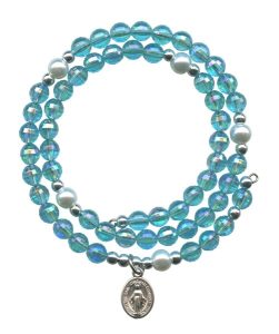 Wraparound Rosary Bracelet mm.6 Aqua
