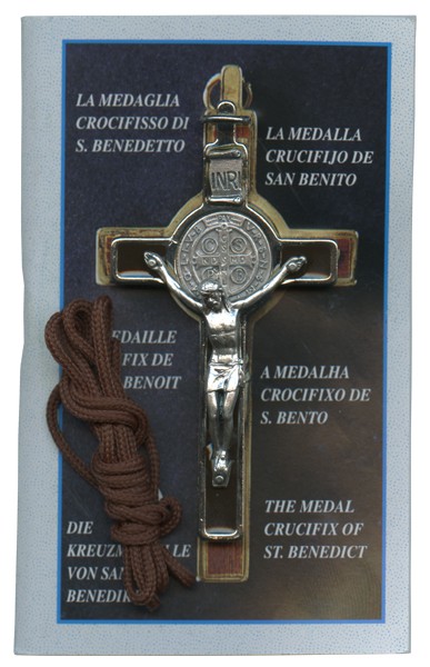 St.Benedict Crucifix Economic Set with Book and Cord cm.8- 3" Plastic Bag