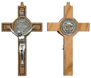 St.Benedict Olive Wood Crucifix cm.8-3" Boxed