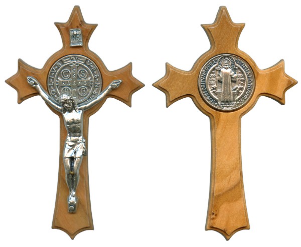St.Benedict Olive Wood Crucifix cm.8-3" Boxed