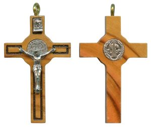 St.Benedict Olive Wood Crucifix mm.40 - 1 1/2"