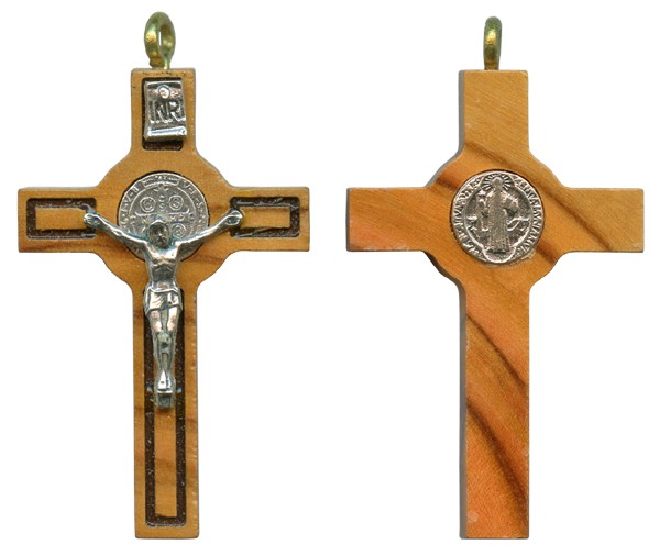 St.Benedict Olive Wood Crucifix mm.40 - 1 1/2"