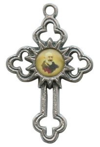 Padre Pio Oxidized Metal Cross mm.40 - 1 1/2"